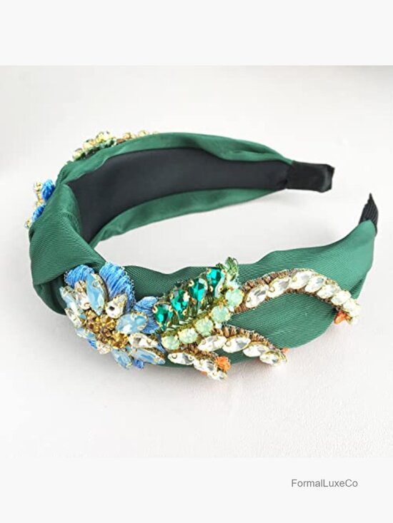 Baroque Rhinestone Crystal Satin Headband Embroidered Hair Accessory